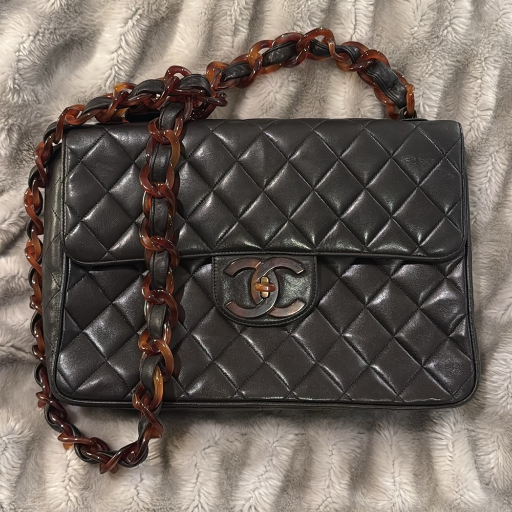 SOLD Chanel Tortoiseshell Lambskin Maxi Flap Bag